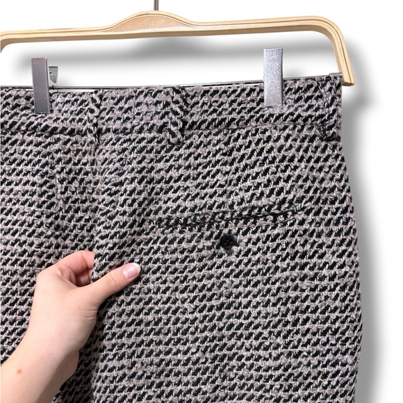 RAEY Wool-Blend Tweed Neutral Pleated Tapered Trousers Size 12 - Picture 4 of 10